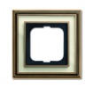 2CKA001754A4580, Рамка 1-постовая, Династия, Латунь античная, белое стекло, 1721-848-500
