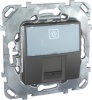 MGU5.425.12ZD, UNICA TOP РОЗЕТКА компьют., RJ45, одиноч., кат. 6, с полем для надп., ГРАФИТ